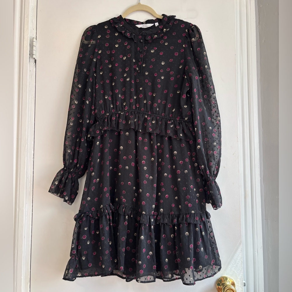 & Other Stories Black Floral Long Sleeve Dress